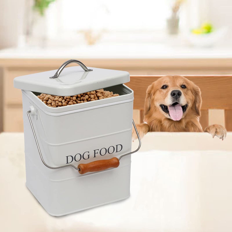 Morezi Dog Food Treat Storage Container with lid Scoop Included - Perfect Farmhouse Dog Food Bin for Kitchen Countertop, Shelf, Decoration Home - Dog Food - White - Image 2